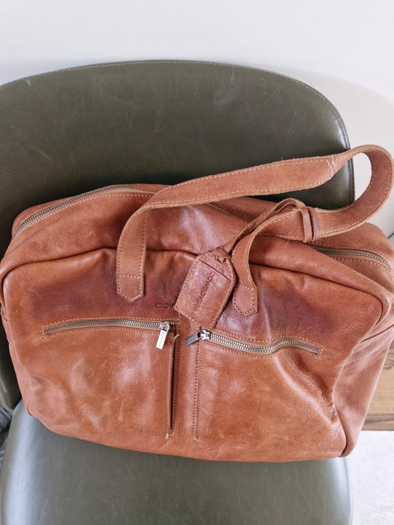 Stoere Cowboysbag leren laptoptas, 40 tot 60 cm, Gebruikt, 20 tot 30 cm, Bruin