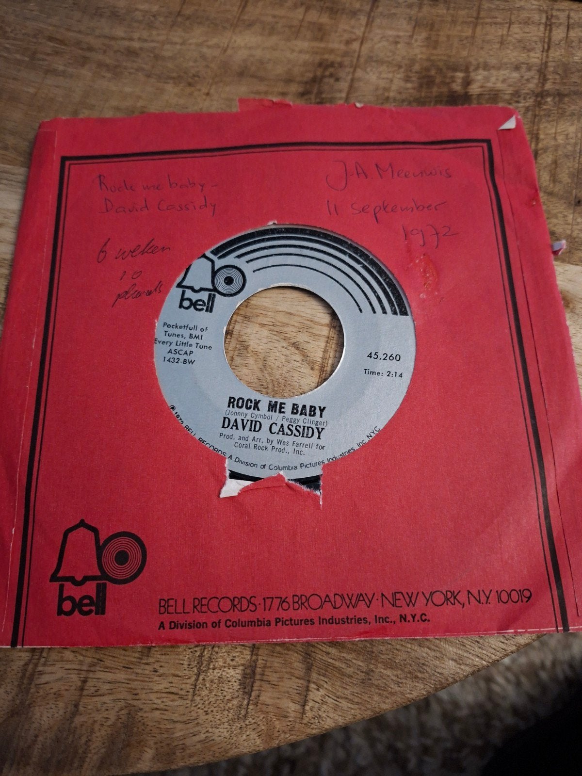 David cassidy  / rock me baby, Cd's en Dvd's, Vinyl Singles, Ophalen of Verzenden, Gebruikt, Pop