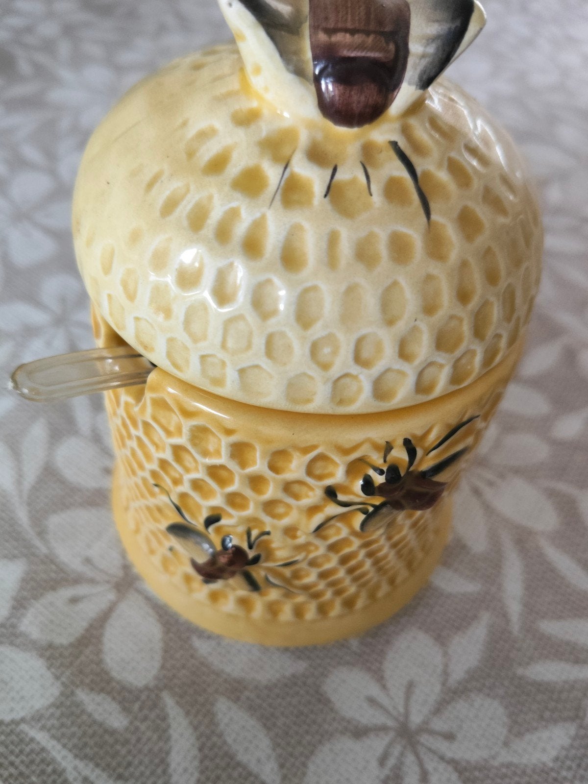 Keramieken Honingpot met Bijenmotief en Lepel, Antiek en Kunst, Antiek | Keramiek en Aardewerk, Ophalen of Verzenden