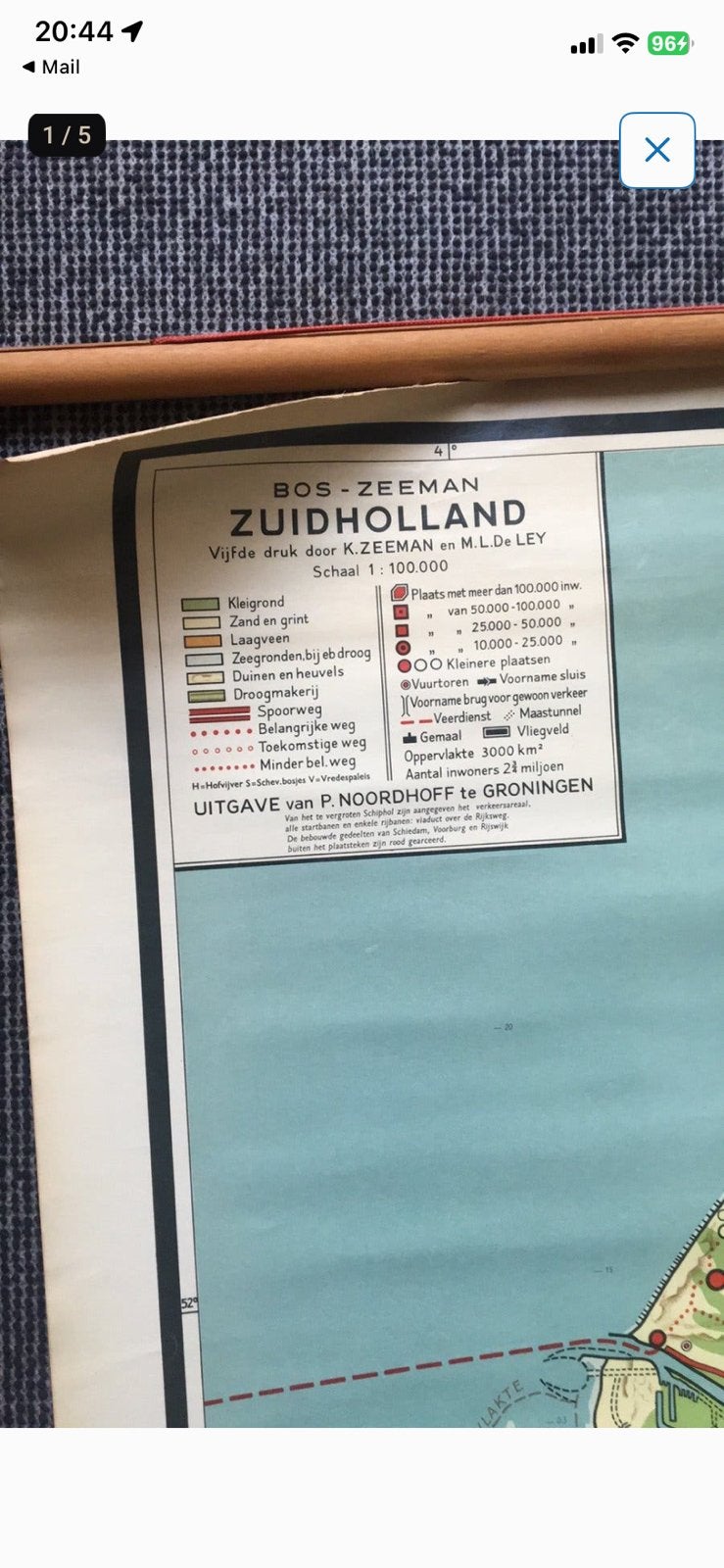 Vintage schoolplaat Zuid Holland, Ophalen, Aardrijkskunde
