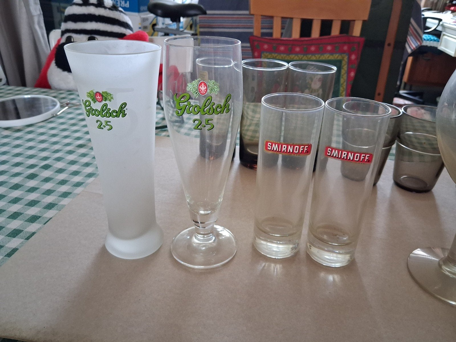 5 Glazen, Grolsch, Smirnoff, Leffe., Verzamelen, Ophalen of Verzenden, Gebruikt, Overige typen