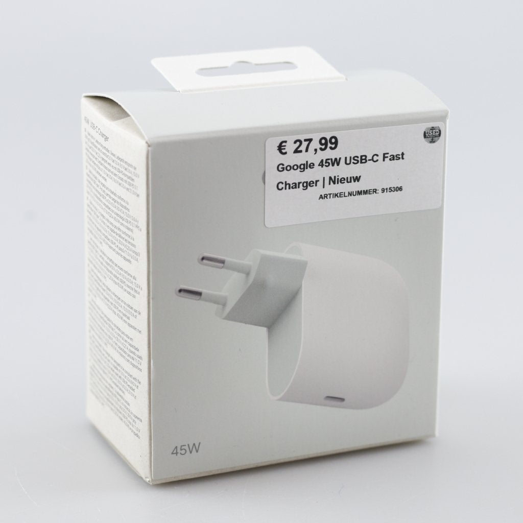 Google 45W USB-C Fast Charger | Nieuw, Google, Gebruikt, Press@google.com, 1600 Amphitheatre Parkway
Mountain View, CA 94043
USA