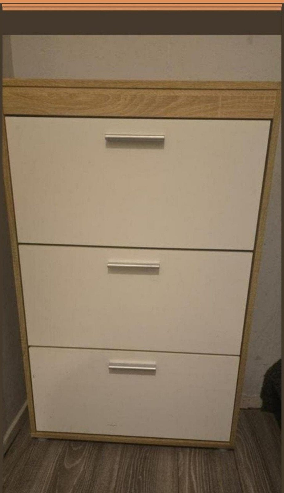 Schoenen kast met 3 lades - Wit met houtnerf, Huis en Inrichting, Kasten | Ladekasten, Gebruikt, 100 tot 150 cm, 3 of 4 laden