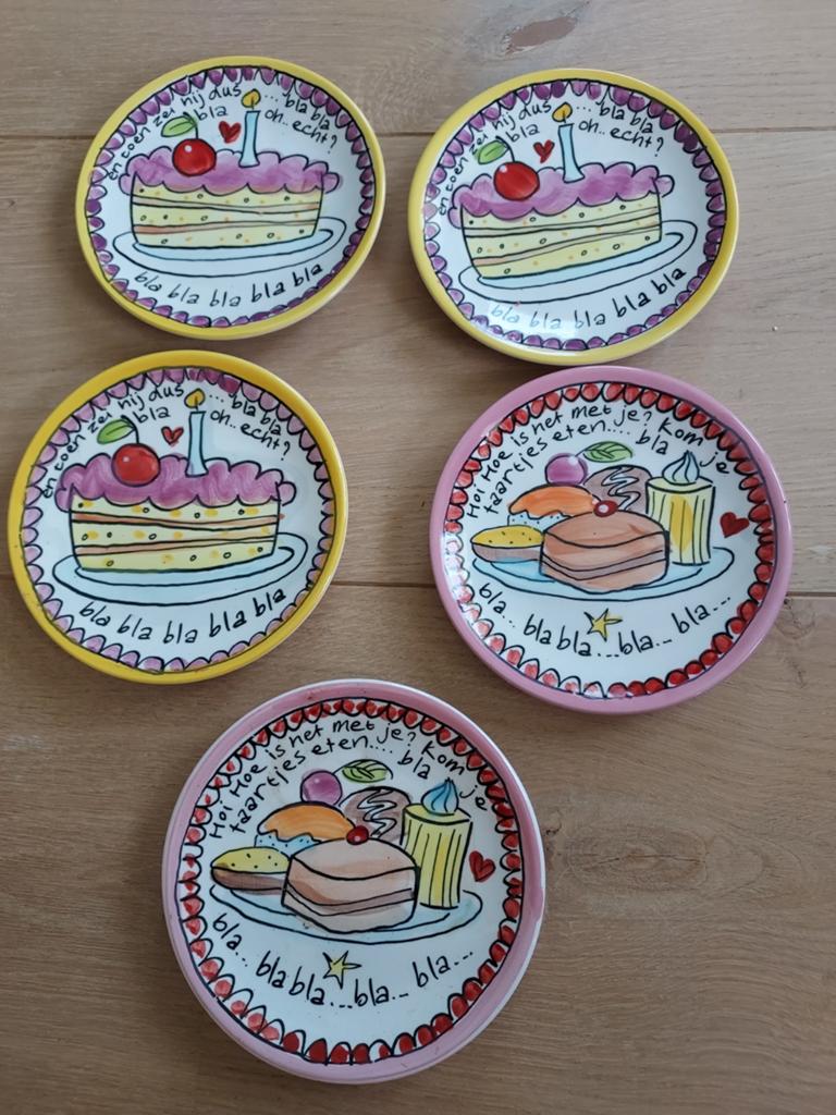 Blond Amsterdam gebaksbordjes - 5 stuks, Huis en Inrichting, Keuken | Servies, Ophalen of Verzenden, Aardewerk, Blond Amsterdam