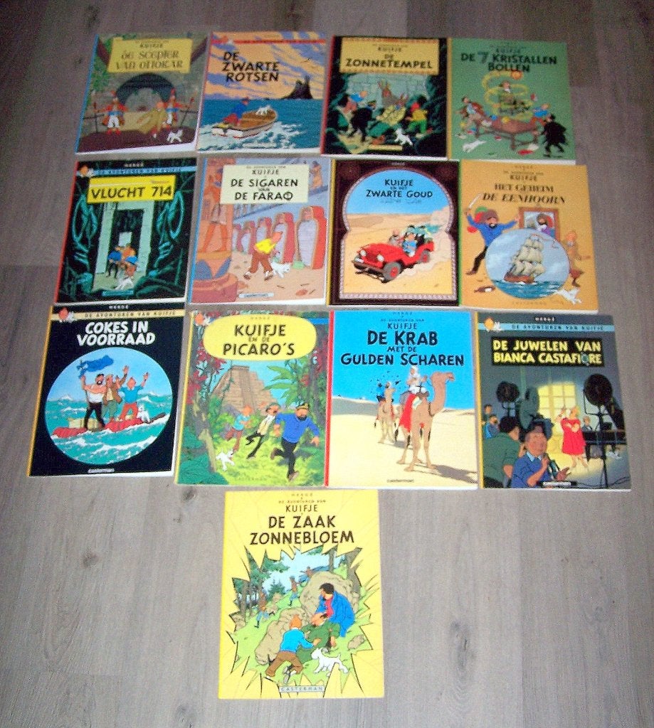 Collectie van 13 verschillende Kuifje stripboeken. Nieuwst., Eén stripboek, Ophalen of Verzenden, Zo goed als nieuw, Herge