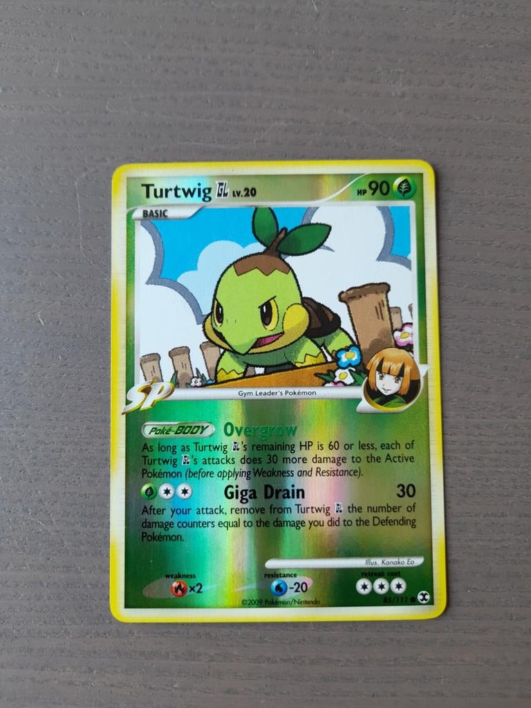 2009 rising rivals 85/111 turtwig reverse, Ophalen of Verzenden, Gebruikt, Losse kaart, Foil