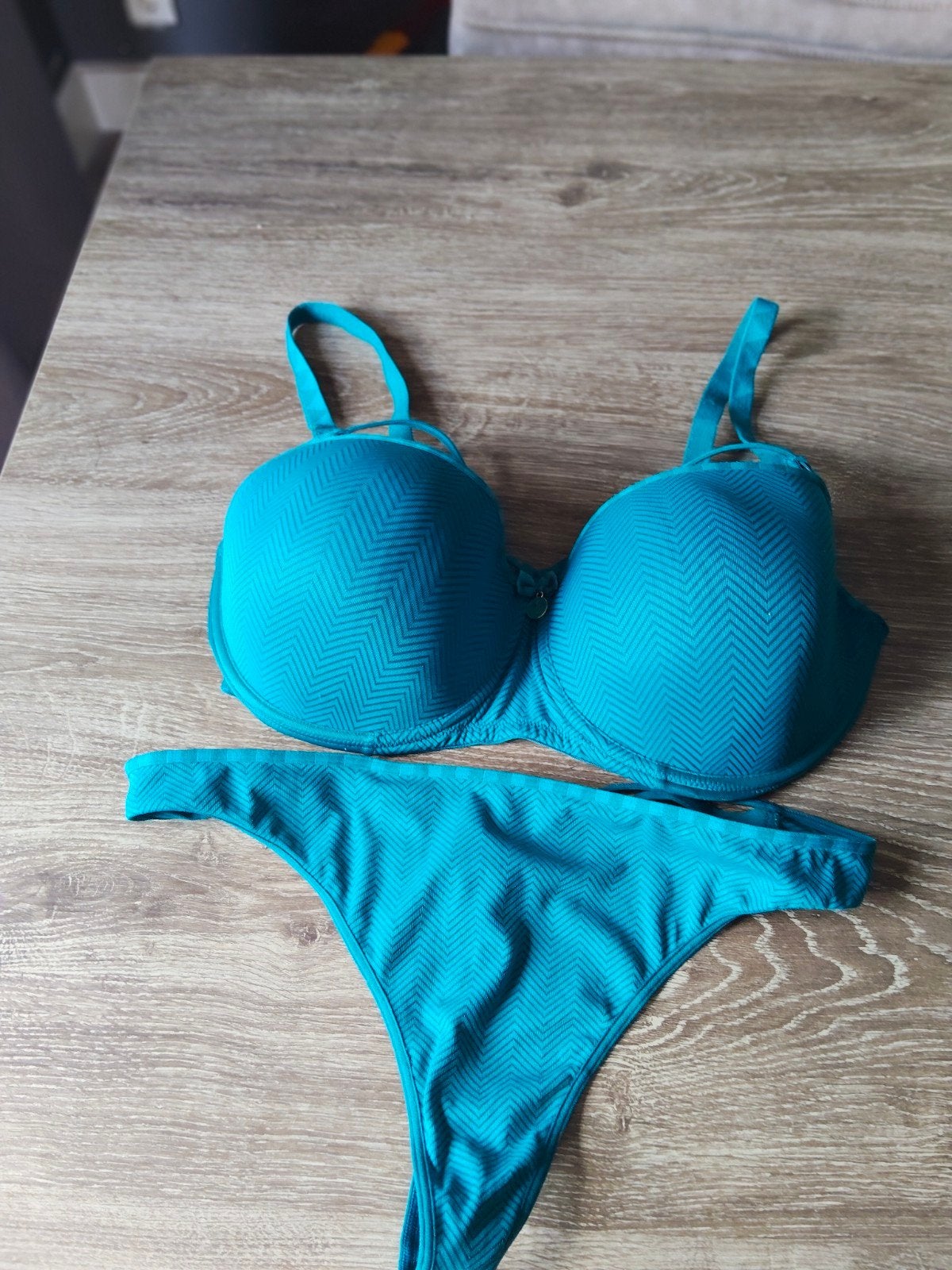 Nette BH 80F en string XL - Turquoise set, Ophalen of Verzenden