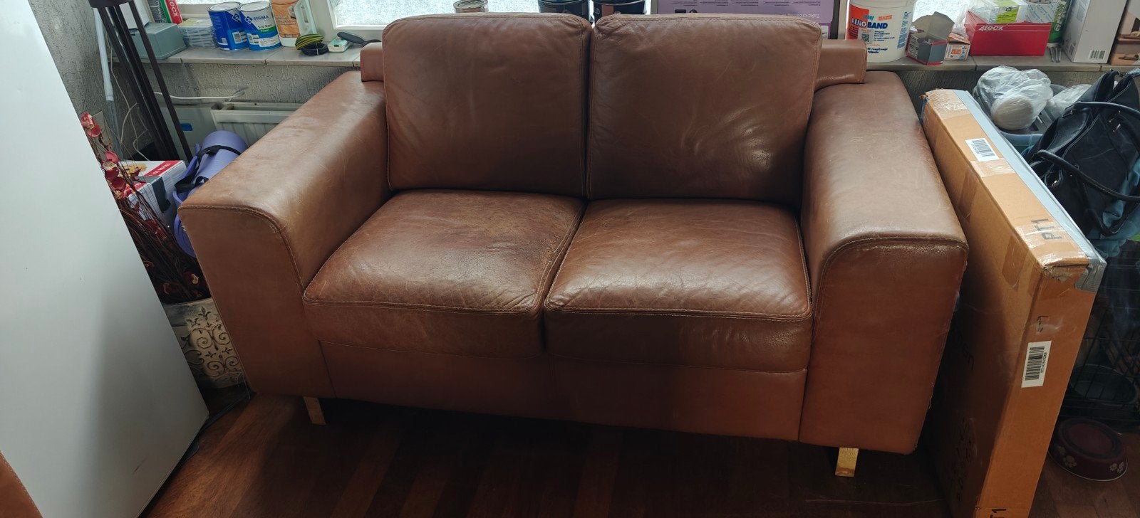 Gratis Natuzzi lederen tweezit en driezitsbank, Ophalen of Verzenden, Gebruikt, Rechte bank, Leer