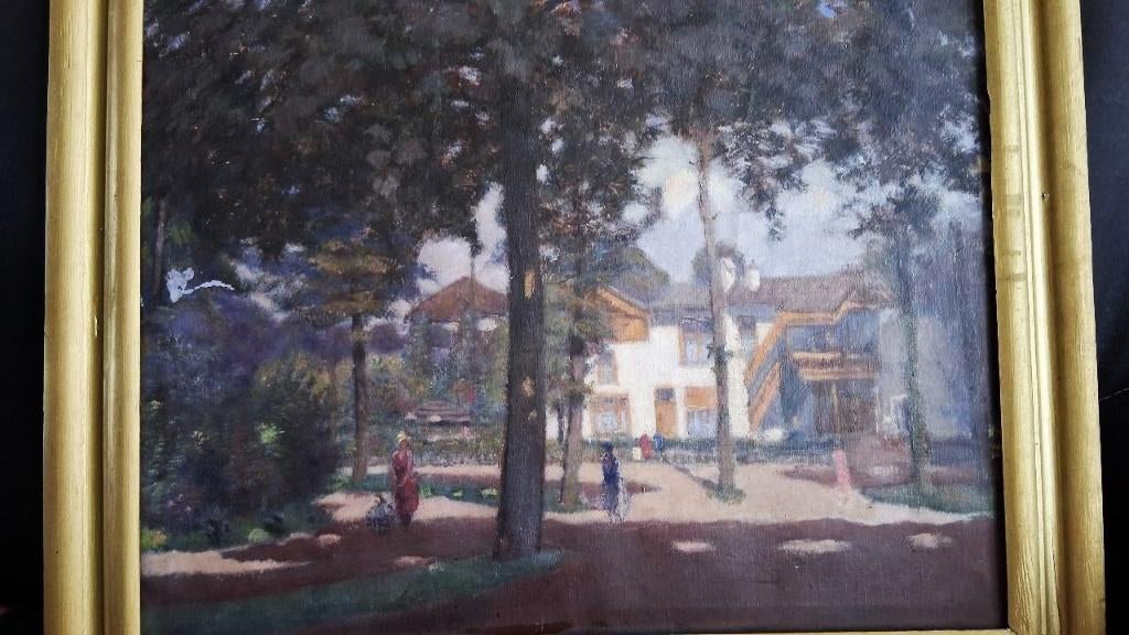 Art deco schilderij Vondel park??, Antiek en Kunst, Ophalen of Verzenden