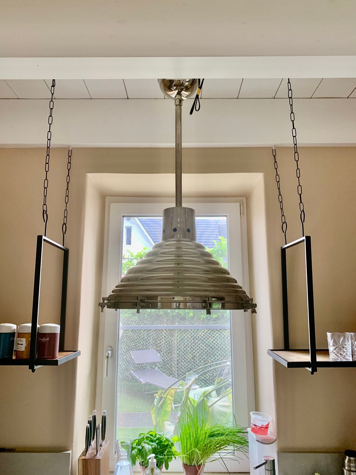 Eichholtz XL Industriële Maritieme hanglamp, Huis en Inrichting, Ophalen, Zo goed als nieuw, Metaal, 100 tot 150 cm