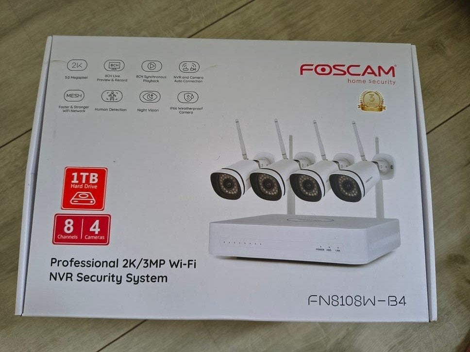 Foscam 2K/3MP Wi-Fi NVR Beveiligingssysteem met 4 camera's, Ophalen of Verzenden, Nieuw, Buitencamera