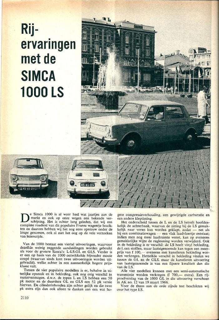 Autokampioen test Simca 1000 LS 1967, Ophalen of Verzenden, Gelezen, Overige merken