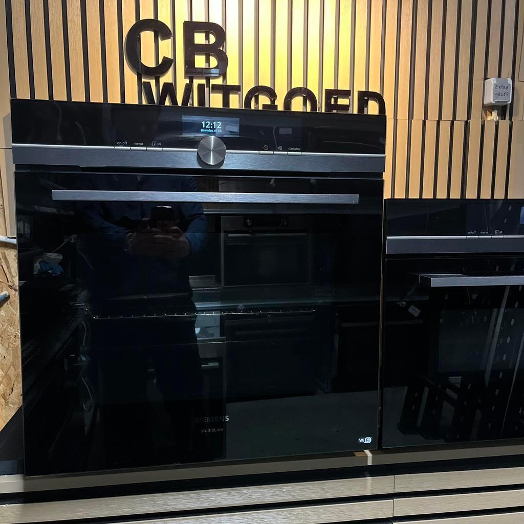 Siemens IQ700 blacksteel set combi oven en solo oven WIFI, Witgoed en Apparatuur, Ovens, Ophalen, Zo goed als nieuw, Oven met grill
