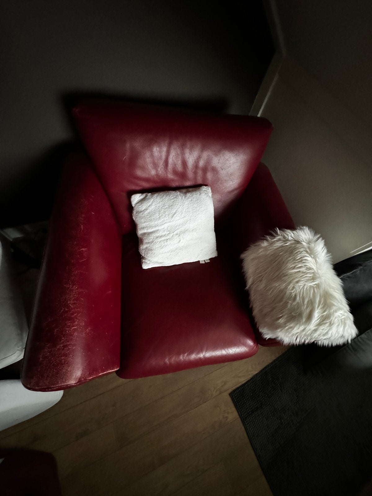 Rolf Benz woonkamerstoel rood (2x), Ophalen, Gebruikt, Leer, 75 tot 100 cm