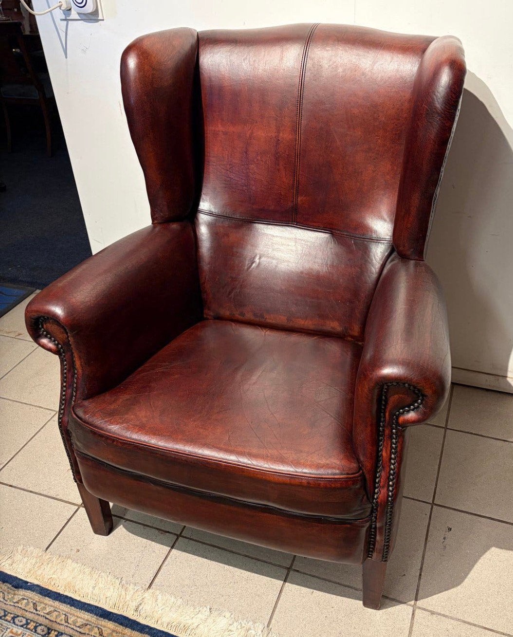 Luxe Schapenleren Heren Oorfauteuil - Mancave/Kantoor/Woonka, Huis en Inrichting, Ophalen, Gebruikt, Klassiek Antiek, Westeinde 326