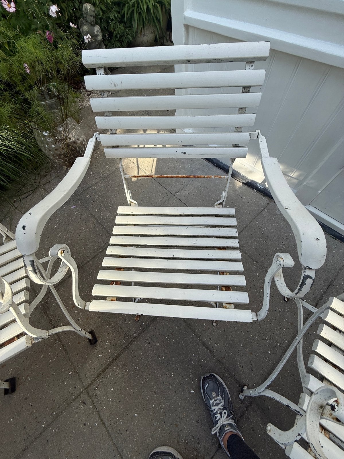 4 Authentieke smeedijzeren vintage tuinstoelen 1930, Ophalen of Verzenden