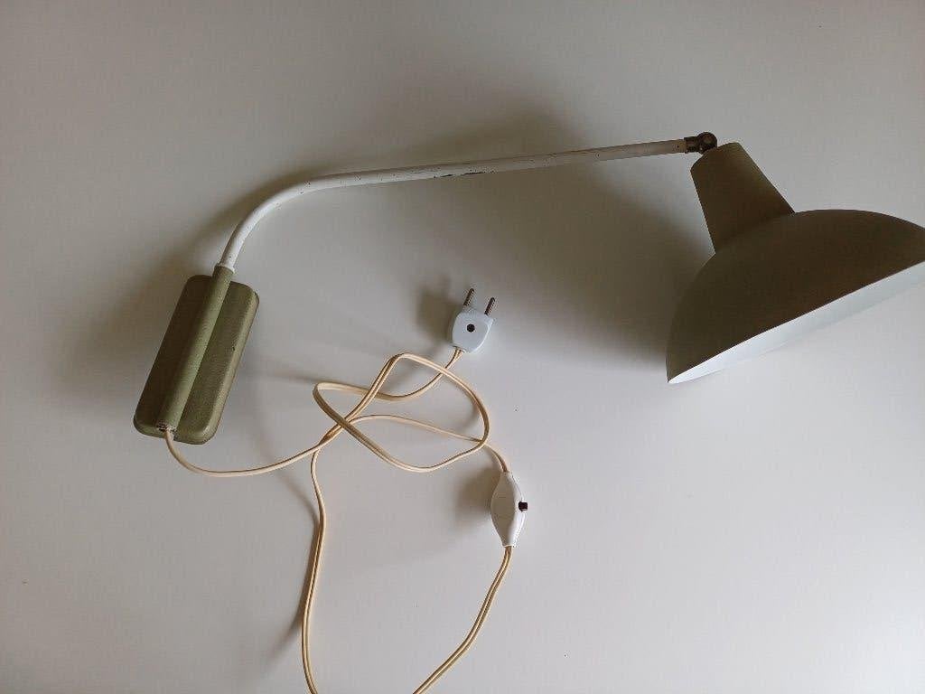 Vintage wand lampje wit met groen, Ophalen of Verzenden, Gebruikt, Metaal