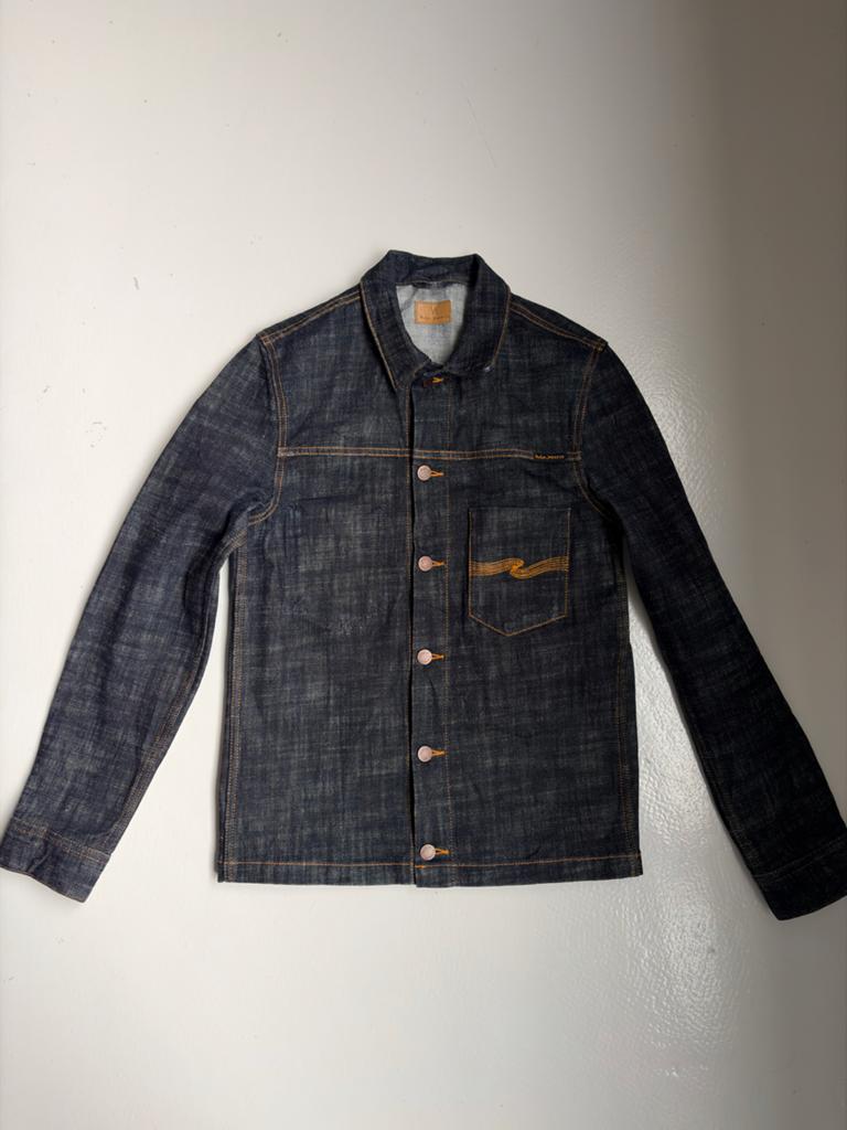 Nudie Jeans Co. Ronny Dry Cross Denim Jacket Maat S, Verzenden, Zo goed als nieuw, Maat 46 (S) of kleiner, Blauw
