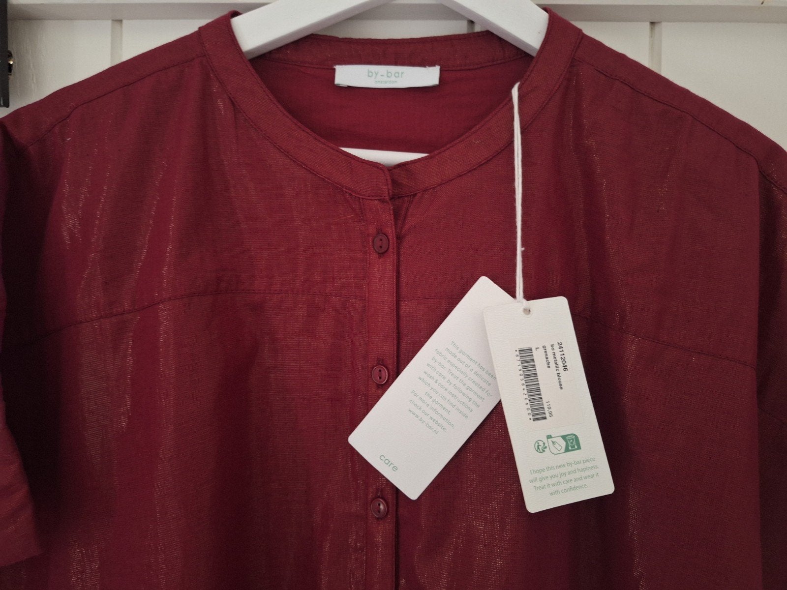 By-Bar Bo Metallic Blouse Grenache Maat L Nieuw, Kleding | Dames, Maat 42/44 (L), Nieuw, Ophalen of Verzenden, By-Bar
