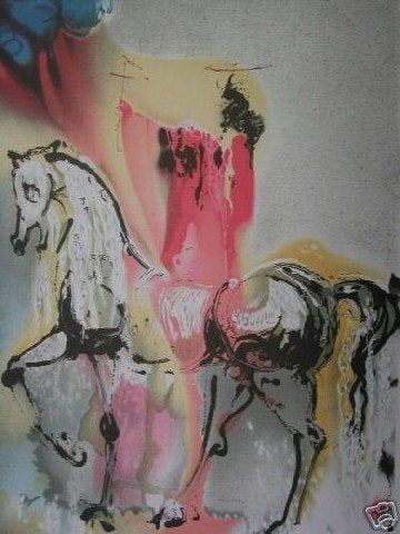 Salvador Dalí (1904) Lithografie"Chevalier Chretien" Ges Gel, Gesigneerd in de plaat, Overige onderwerpen, Ophalen of Verzenden