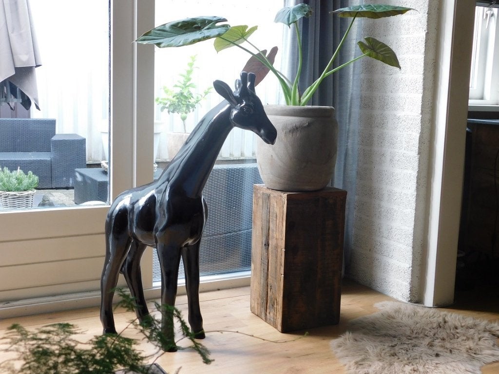 Decoratieve giraffe - zwart - polystone, Ophalen, Overige onderwerpen, Weerbestendig, Art deco