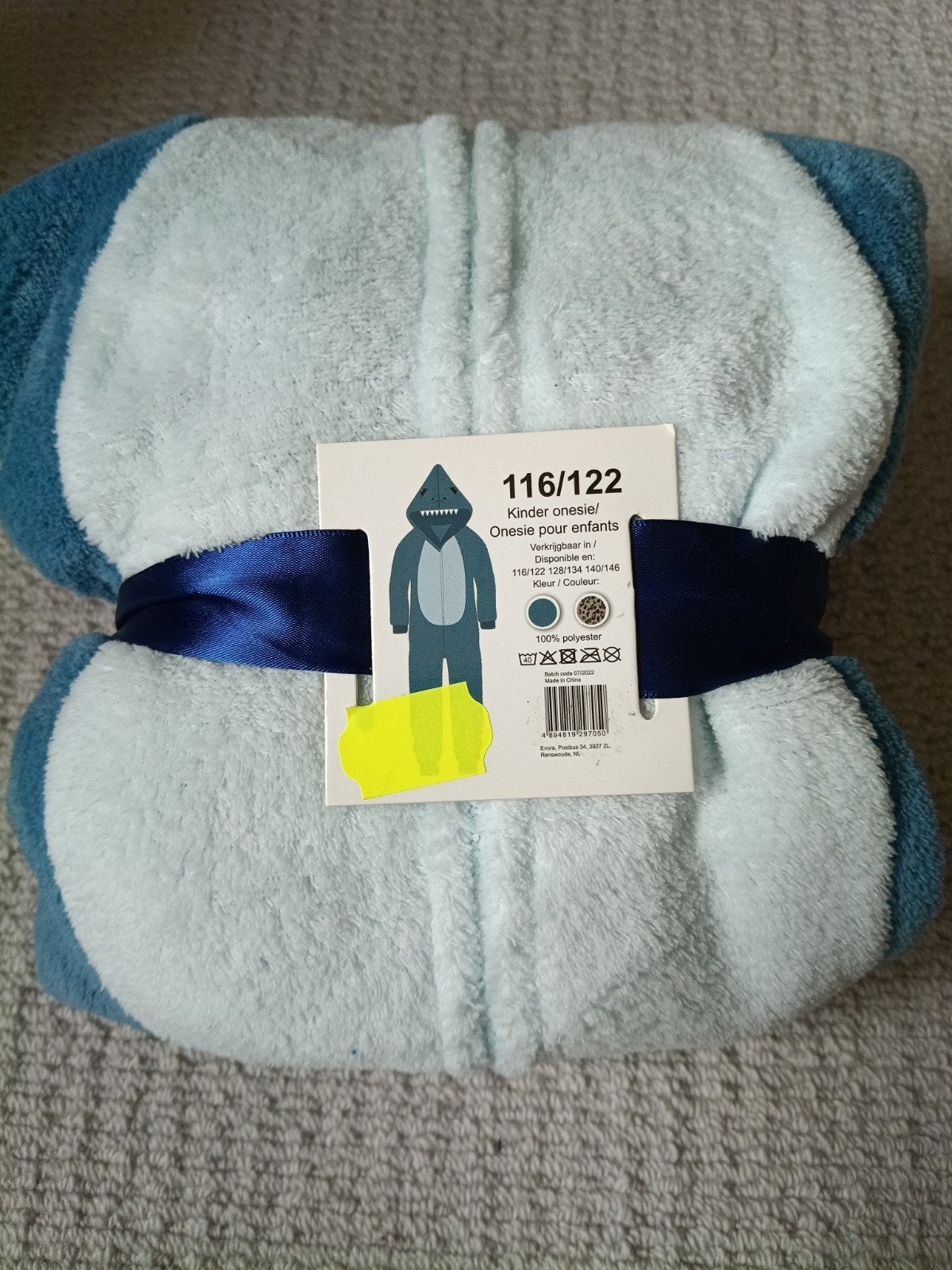 Kinder onesie haai - Maat 116/122, Ophalen of Verzenden, Nieuw, Onbekend, Jongen of Meisje