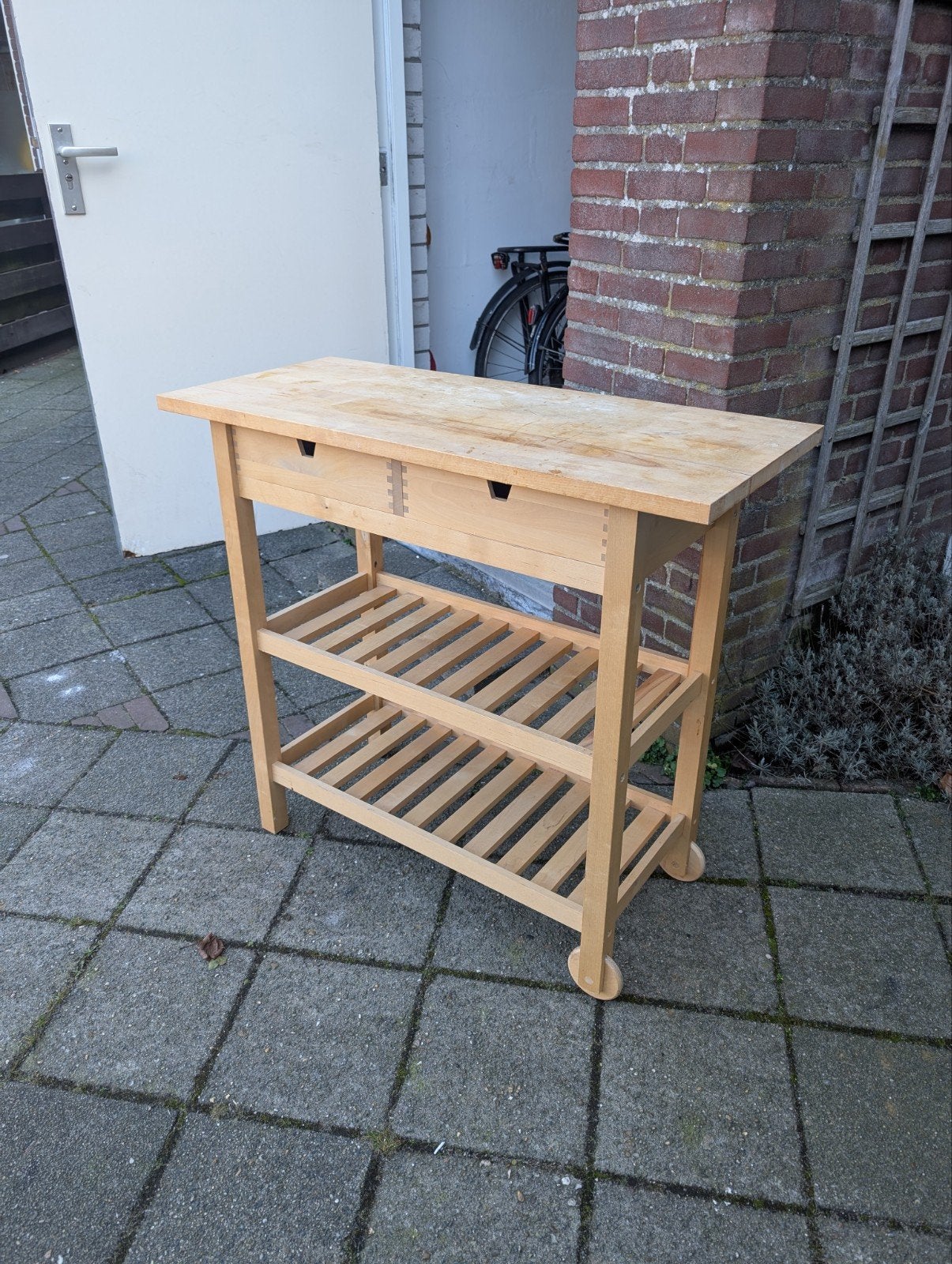 Ikea verrijdbaar keukeneiland/kastje met lades en planken, Huis en Inrichting, Kasten | Overige, Ophalen, Gebruikt