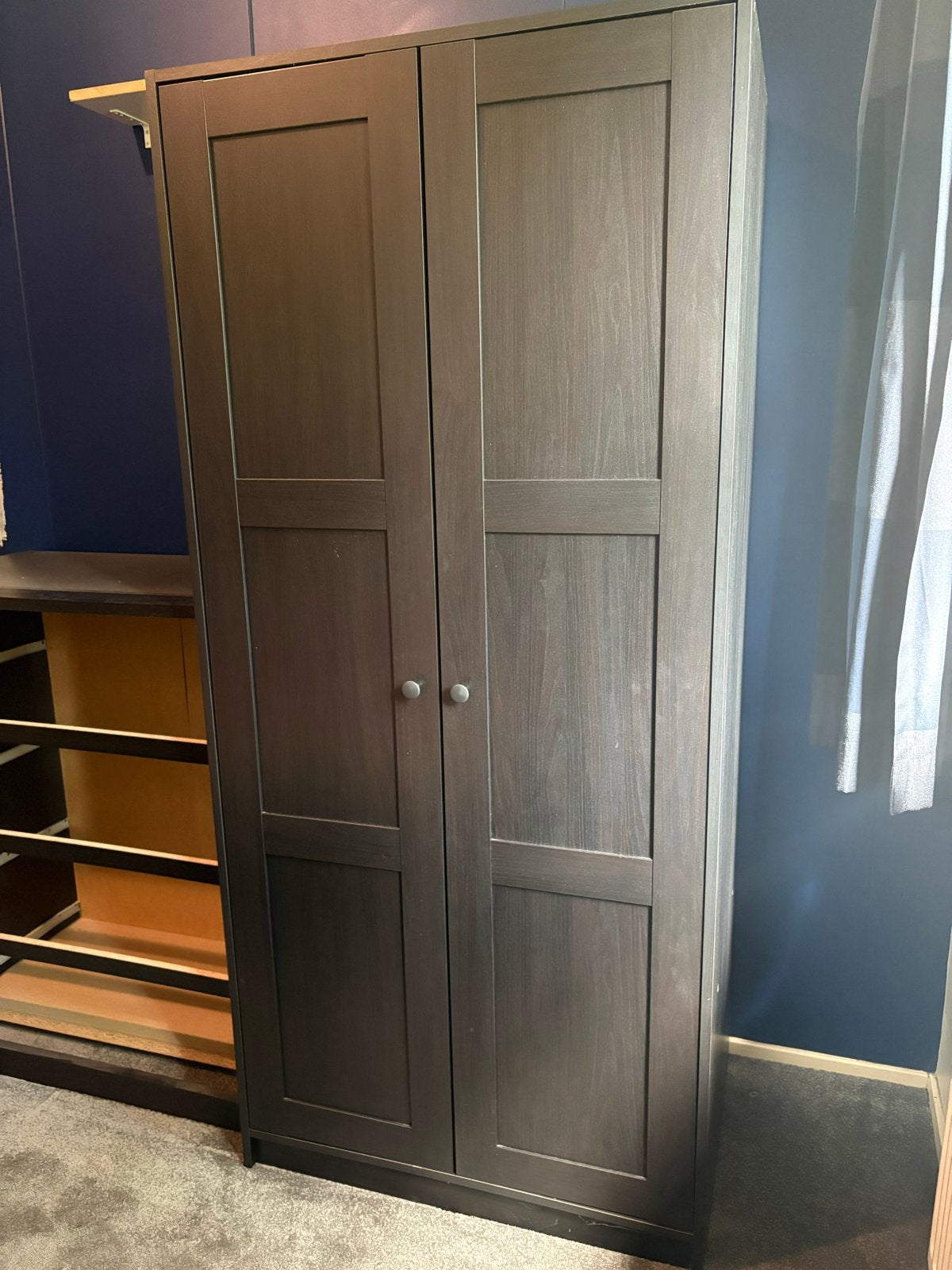 IKEA RAKKESTAD Kledingkast met 2 deuren, zwartbruin, Ophalen, 50 tot 100 cm, Zo goed als nieuw, 150 tot 200 cm