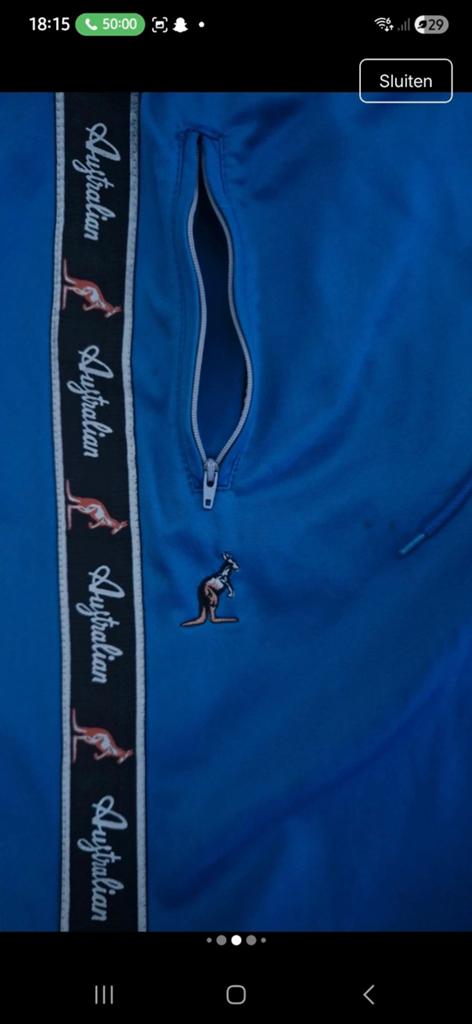 Australian Trainingsbroek Blauw met Logo Tape, Kleding | Heren, Ophalen, Zo goed als nieuw, Australian, Maat 48/50 (M)