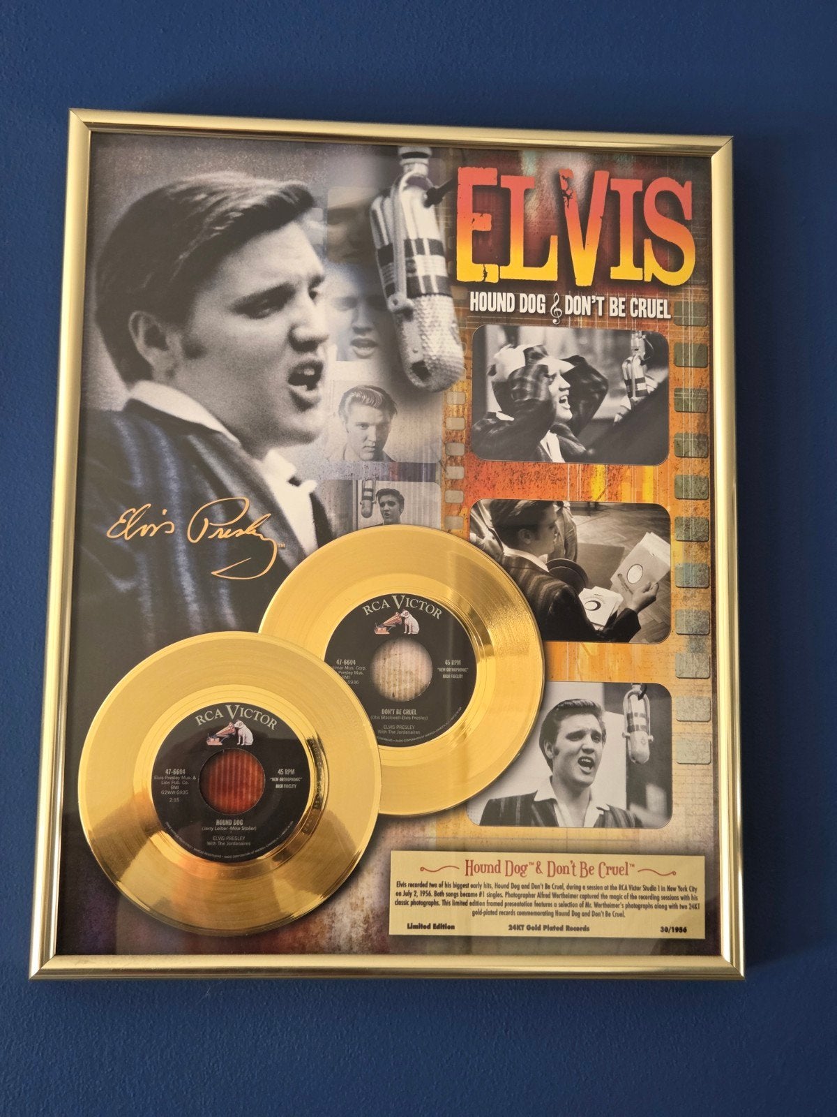 gouden plaat Elvis Presley, Verzamelen, Ophalen of Verzenden, Zo goed als nieuw, Poster, Artwork of Schilderij