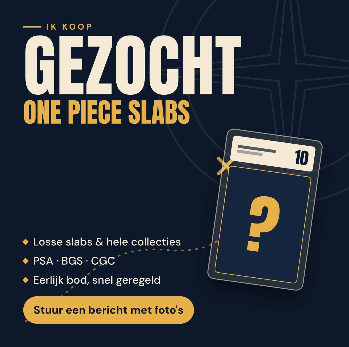 Gezocht: One Piece slabs (PSA / BGS / CGC) – eerlijk bod, Ophalen, Zo goed als nieuw