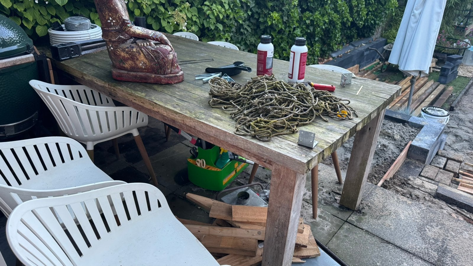 Gratis ophalen Teak tafel!, Tuin en Terras, Tuintafels, Ophalen, Gebruikt, Rechthoekig, Teakhout