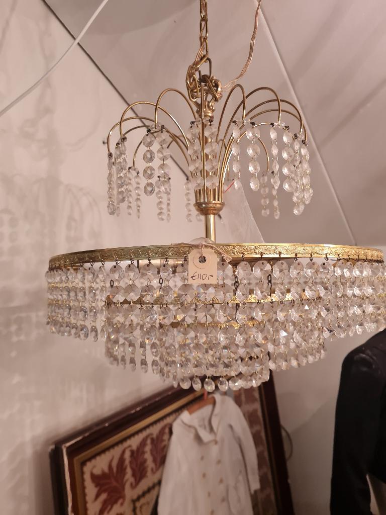 Oude ronde kroonluchter, Huis en Inrichting, Lampen | Kroonluchters, Heikant 21 Kaatsheuvel, Barok brocante klassiek vintage romantisch
