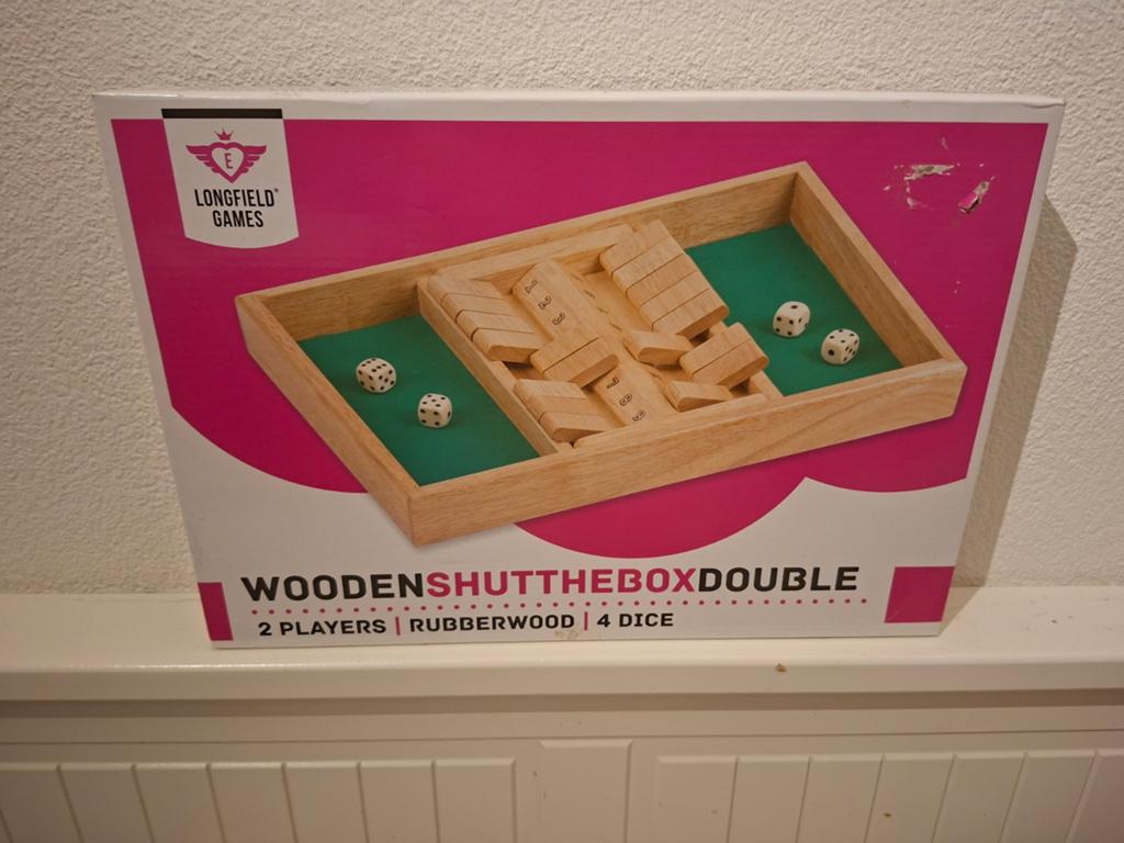 Longfield Games Shut the Box Dubbel Houten Spel, Een of twee spelers, Ophalen of Verzenden, Nieuw, Longfield Games