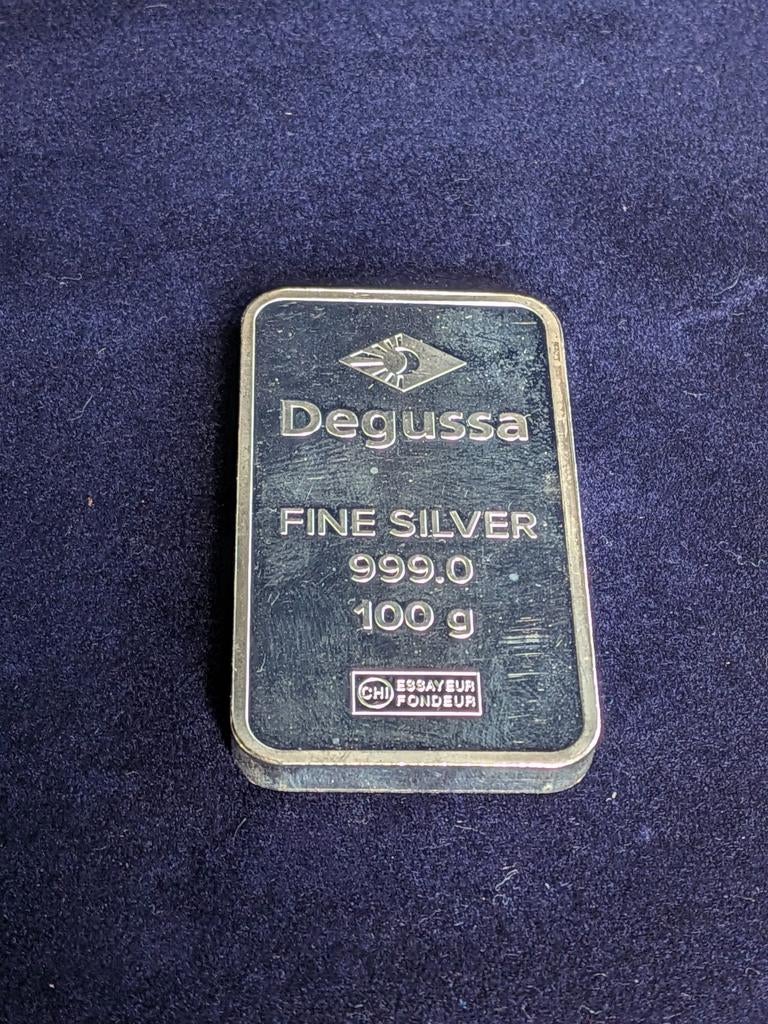 Zilver 100gram Degussa baartje te koop 999, Ophalen of Verzenden, Zilver