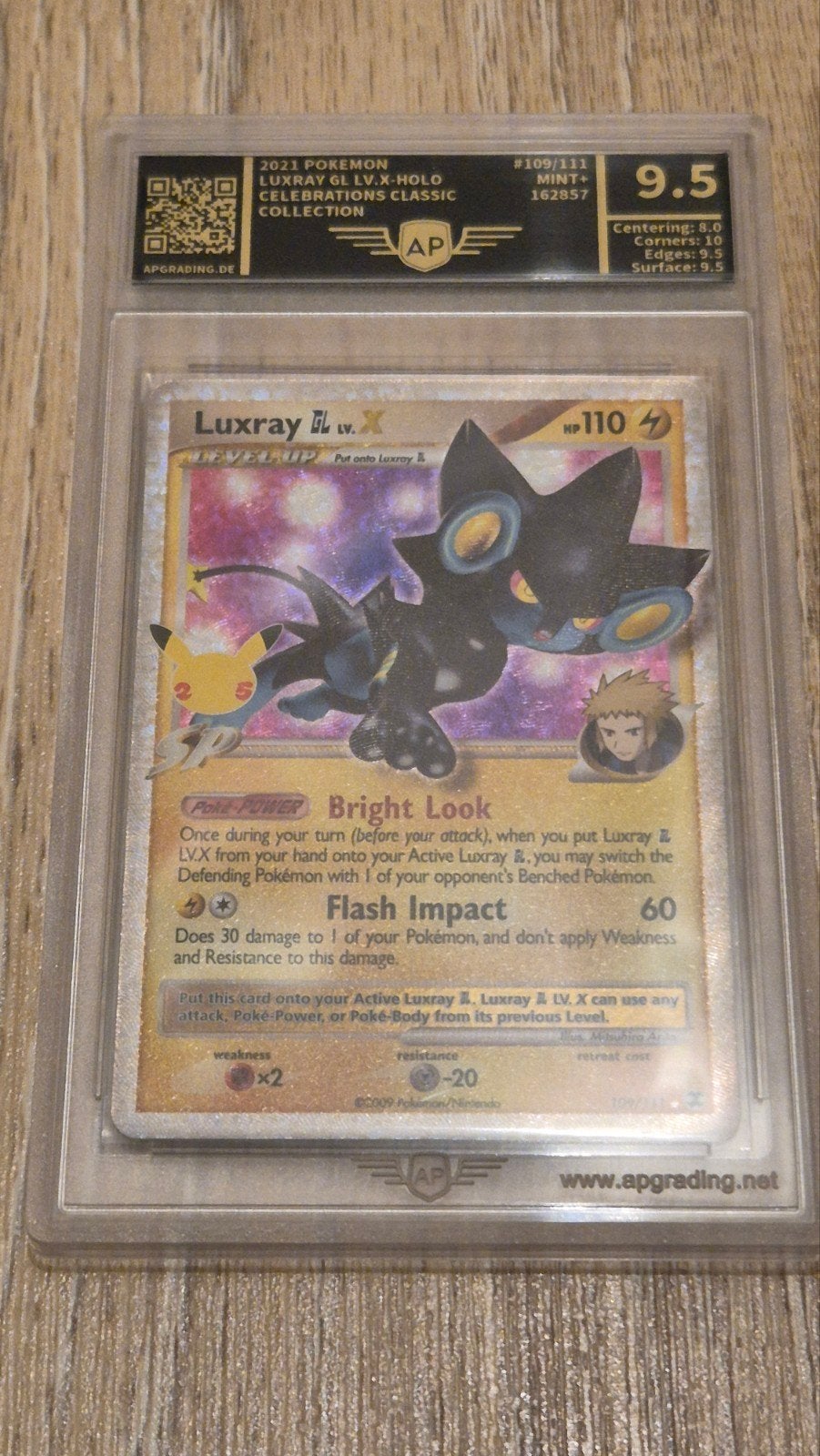 Luxray GL LV.X Holo Pokémon Kaart - AP Graded 9.5, Ophalen of Verzenden, Zo goed als nieuw, Losse kaart, Foil