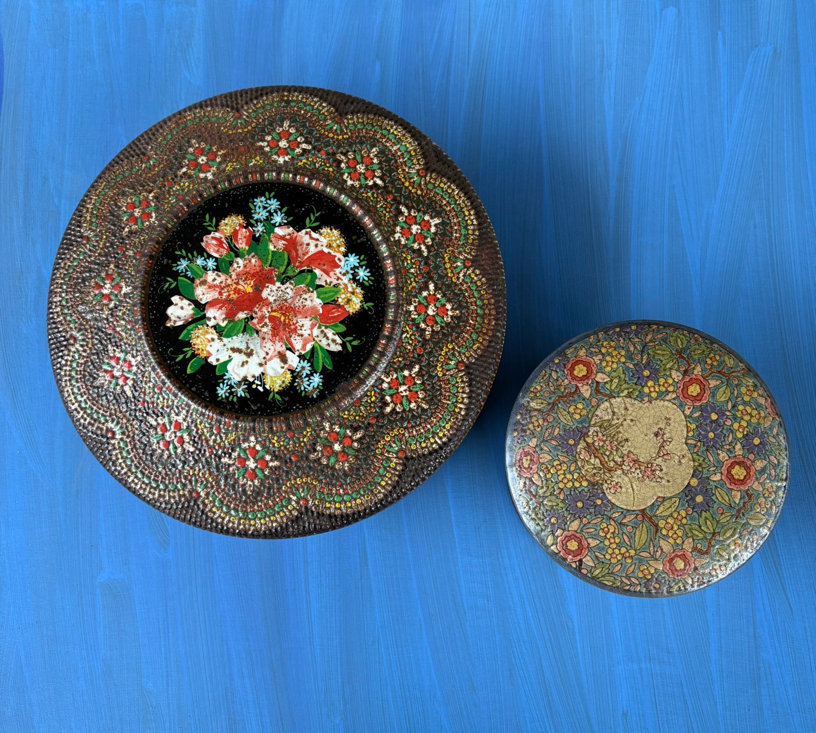 2 vintage koektrommels, Ophalen of Verzenden, Overige stijlen, Glas, Schaal of Schalen
