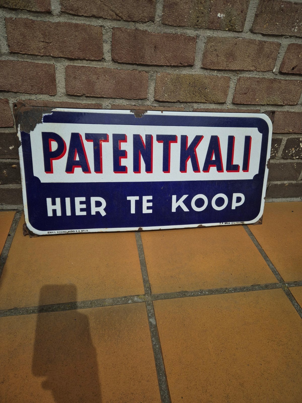 Emaille Bord PATENKALI, Ophalen, Reclamebord
