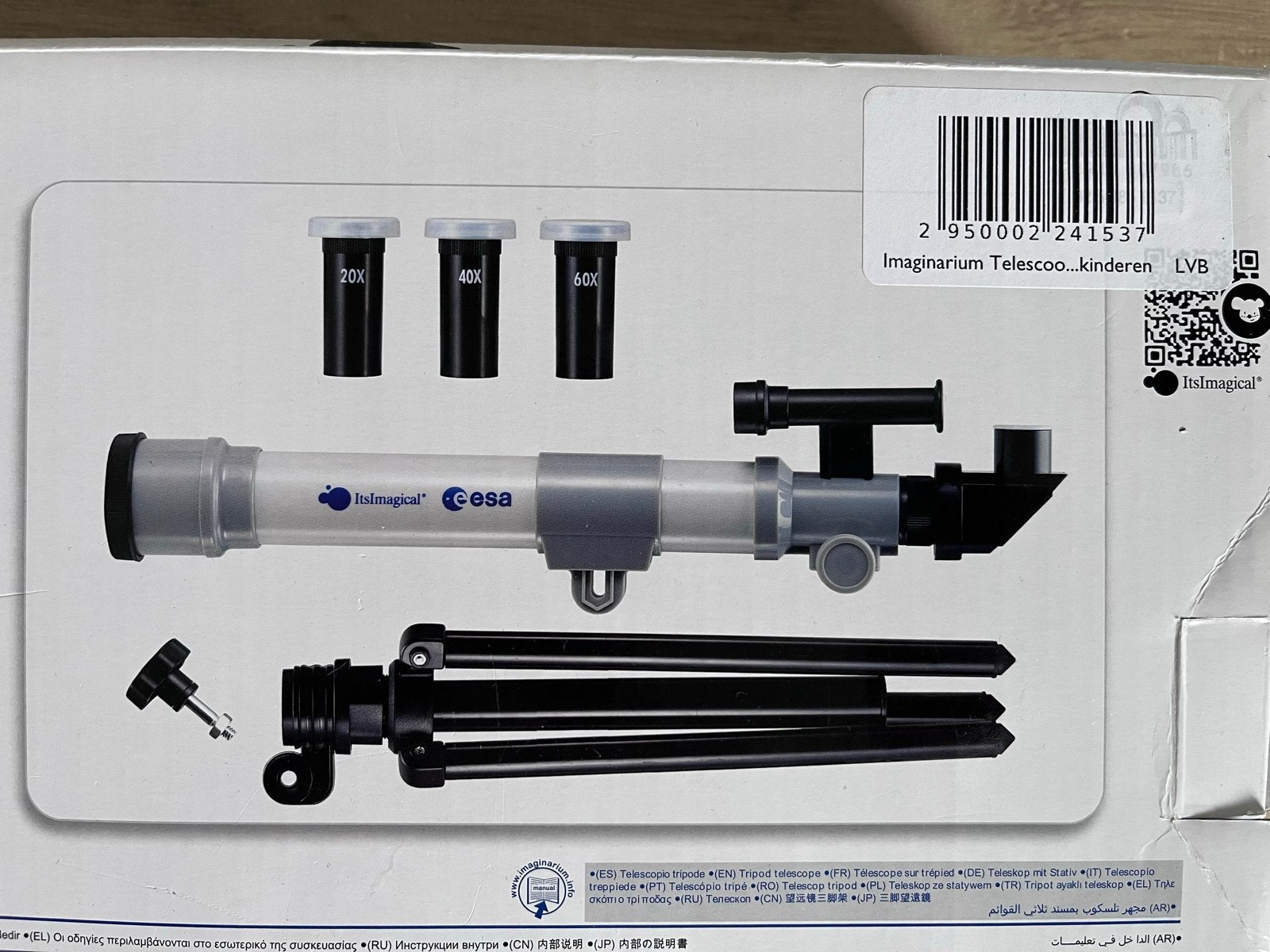 Imaginarium ESA Telescoop met Statief - Nieuw in Doos, Lenzentelescoop (refractor), Ophalen of Verzenden, Minder dan 80 mm, Nieuw