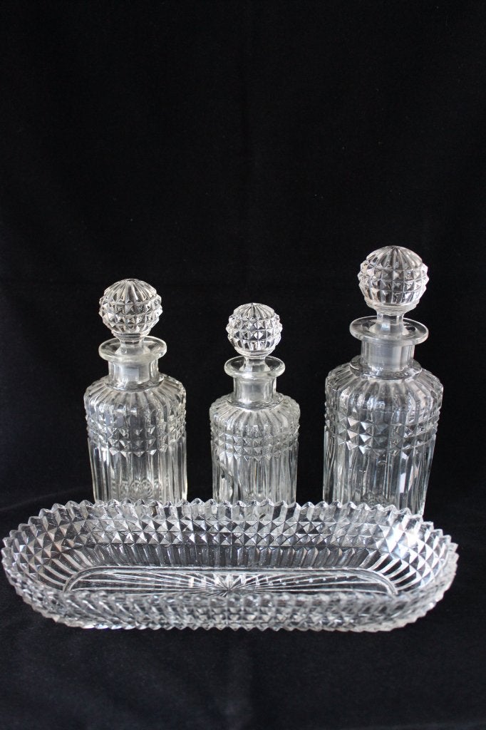 Antiek Frans Baccarat stijl Art Deco kaptafel set c 1920, Antiek en Kunst, Ophalen of Verzenden