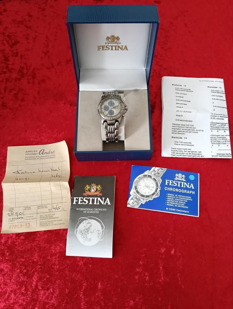 Festina titanium heren horloge, Ophalen of Verzenden, Staal, Overige merken