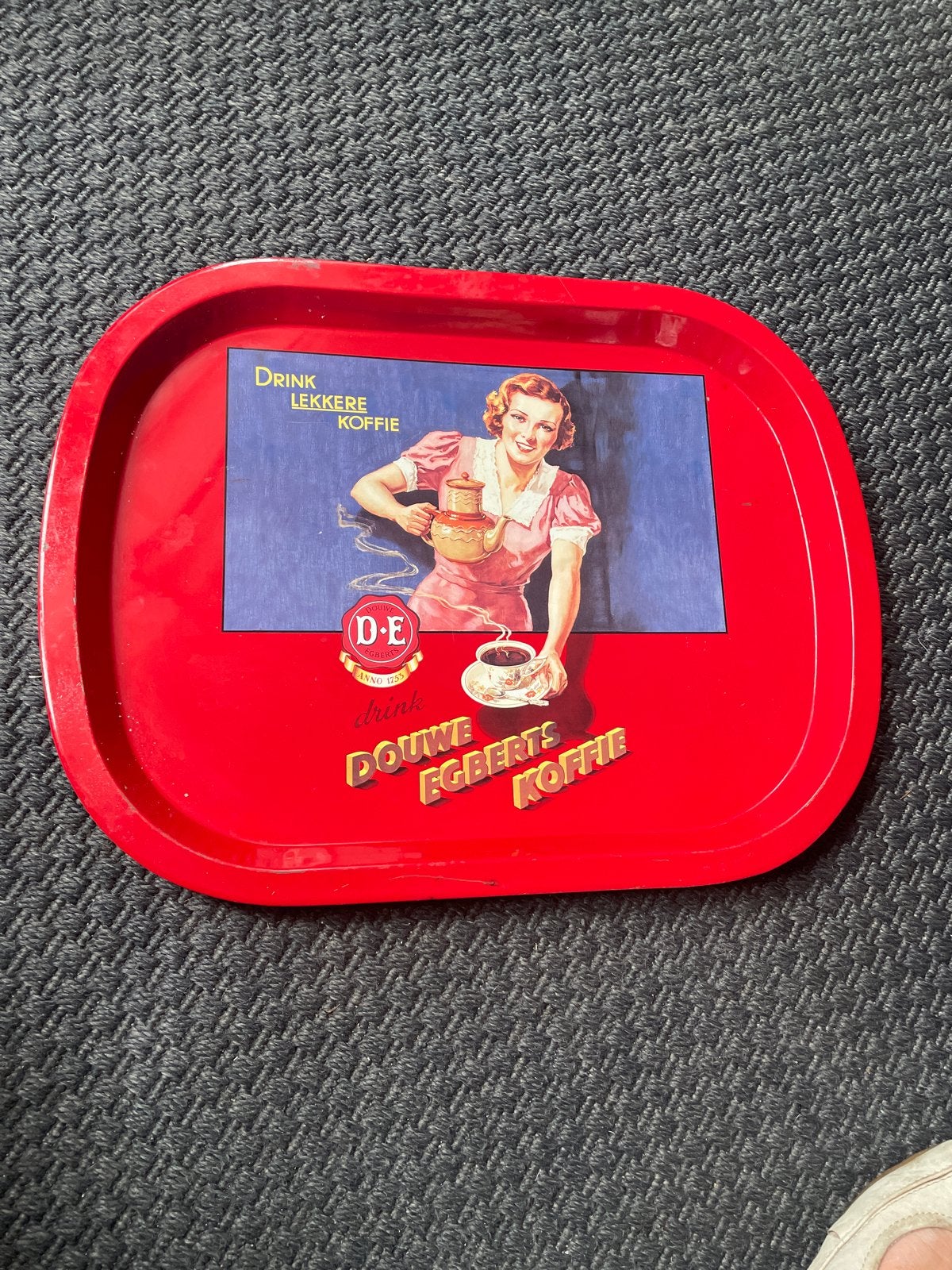 Vintage Douwe Egberts Koffie Dienblad - Rood, Ophalen of Verzenden