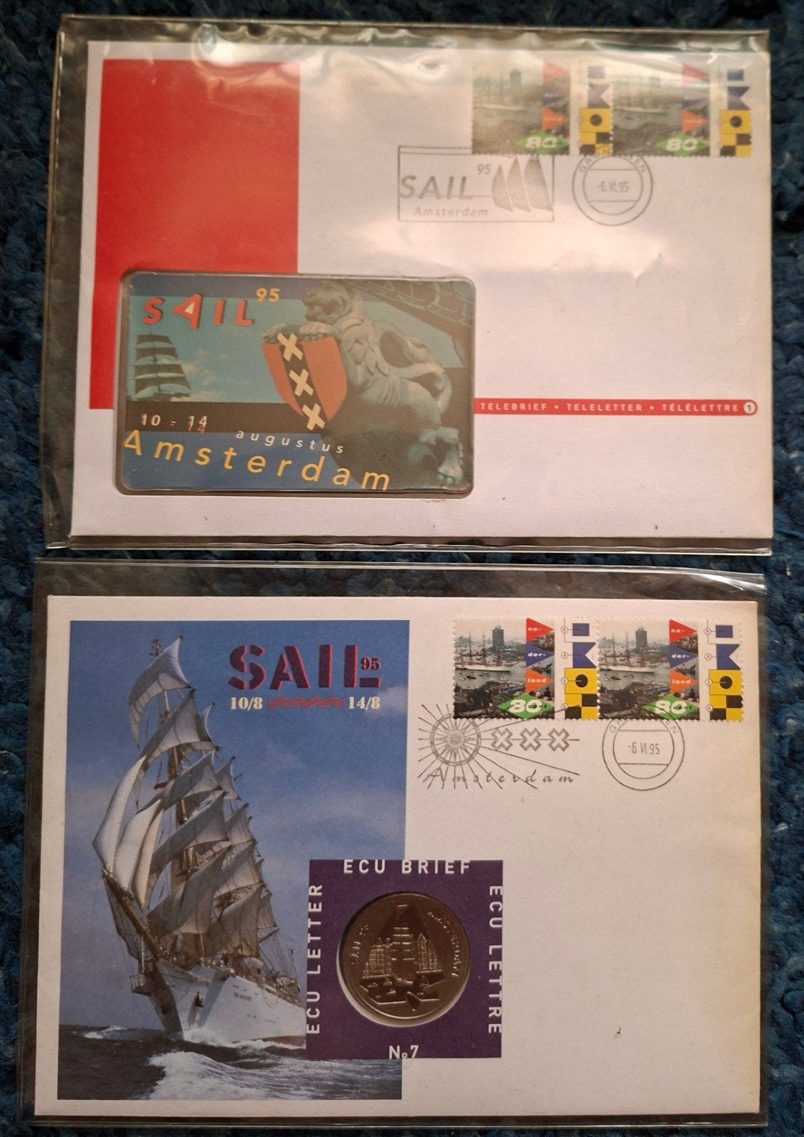 SAIL Amsterdam 1995: Twee speciale enveloppen, Ophalen of Verzenden, Briefkaart