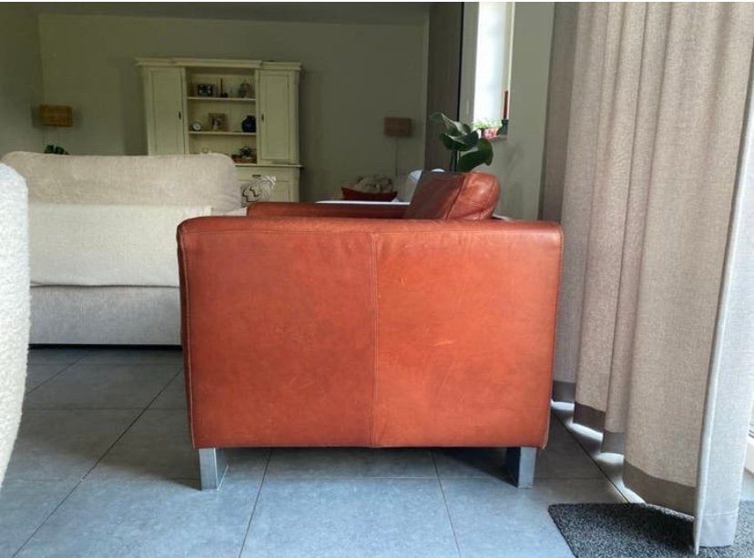 Comfortabele leren fauteuil - Cognac kleur, Ophalen, Gebruikt, Overige kleuren, Leer