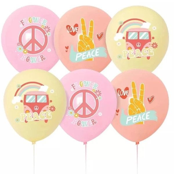 Ballonnen set Love & Peace Hippie. 18-delig, Versiering, Nieuw, Ophalen of Verzenden, Info@sweet-one.nl