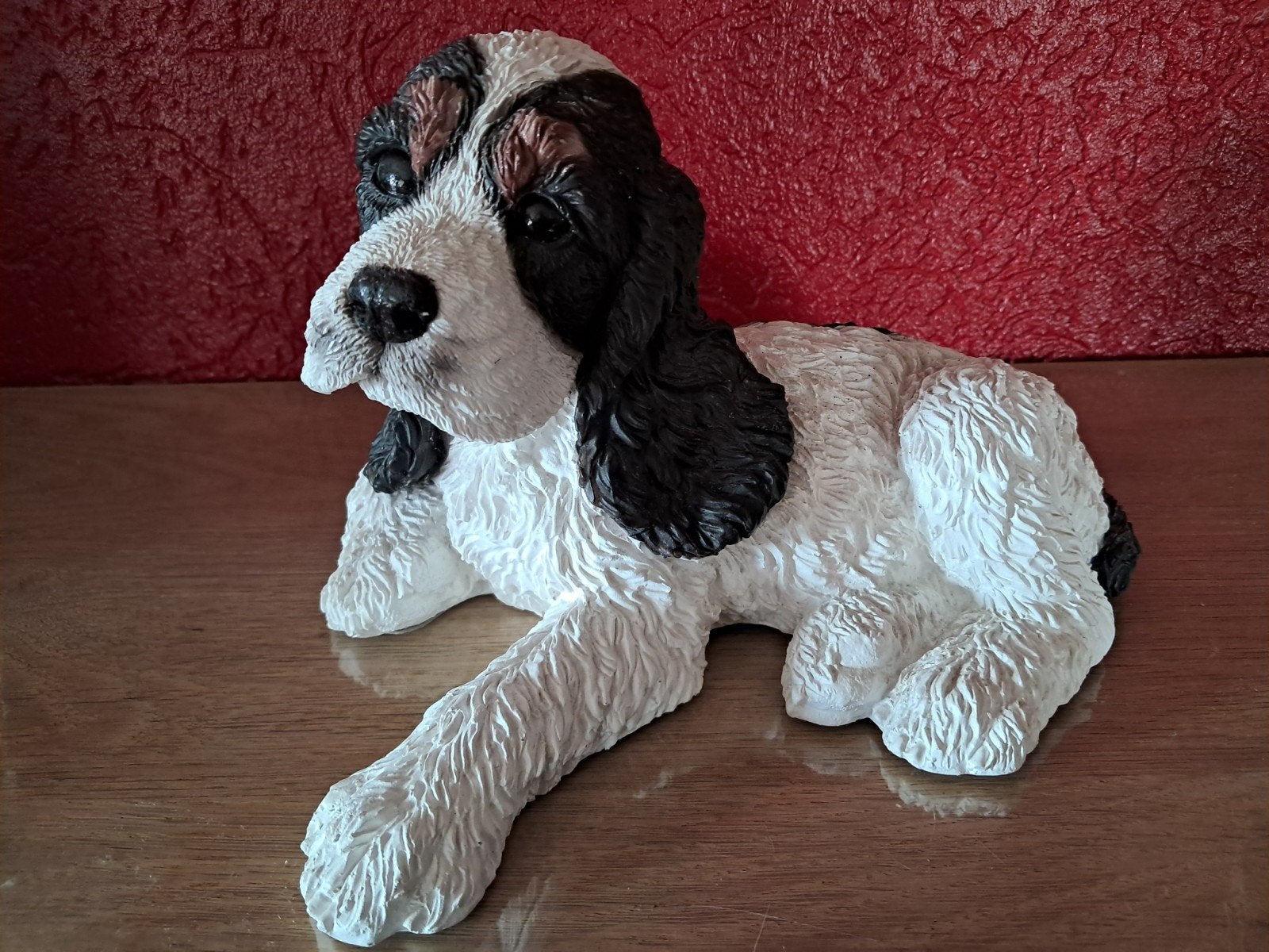 Vintage zwart-witte Cocker Spaniel puppy beeldje., Antiek en Kunst, Ophalen of Verzenden