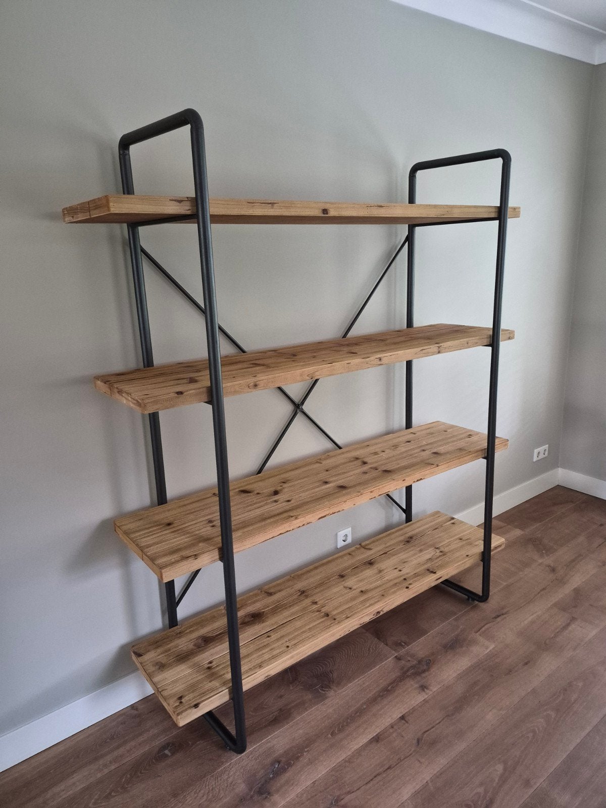 Industriële Boekenkast Hout en Metaal - Robuust Design, Overige houtsoorten, Met plank(en), 150 tot 200 cm, Ophalen of Verzenden