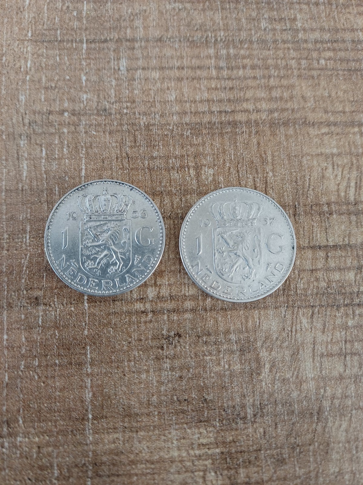 Set van 2 zilveren guldens Koningin Juliana 1956 & 1957, 1 gulden, Koningin Juliana, Setje, Zilver