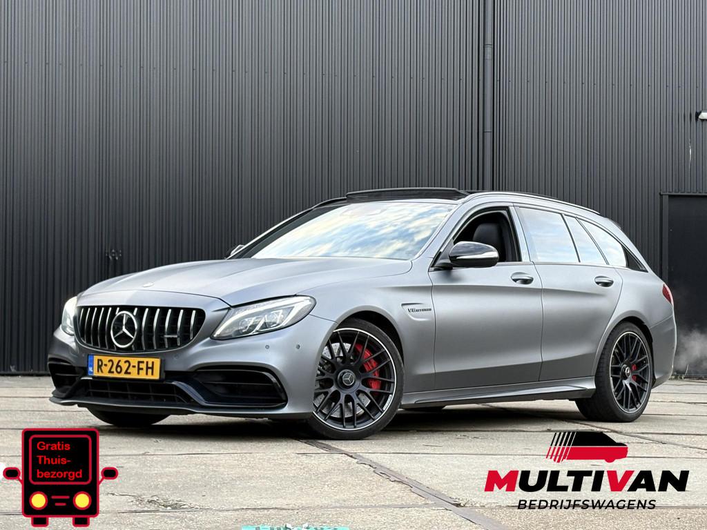 Mercedes-Benz C-klasse Estate AMG 63 S PANO | 510PK | SELENI, Auto's, Automaat, Achterwielaandrijving, Gebruikt, Leder en Stof