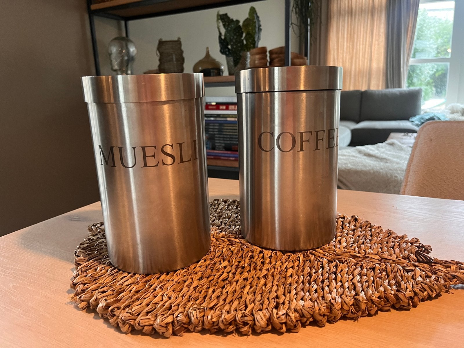 Zack RVS Voorraadbussen - Muesli & Koffie Design, Zilver, Ophalen of Verzenden, Zo goed als nieuw, Voorraadpot